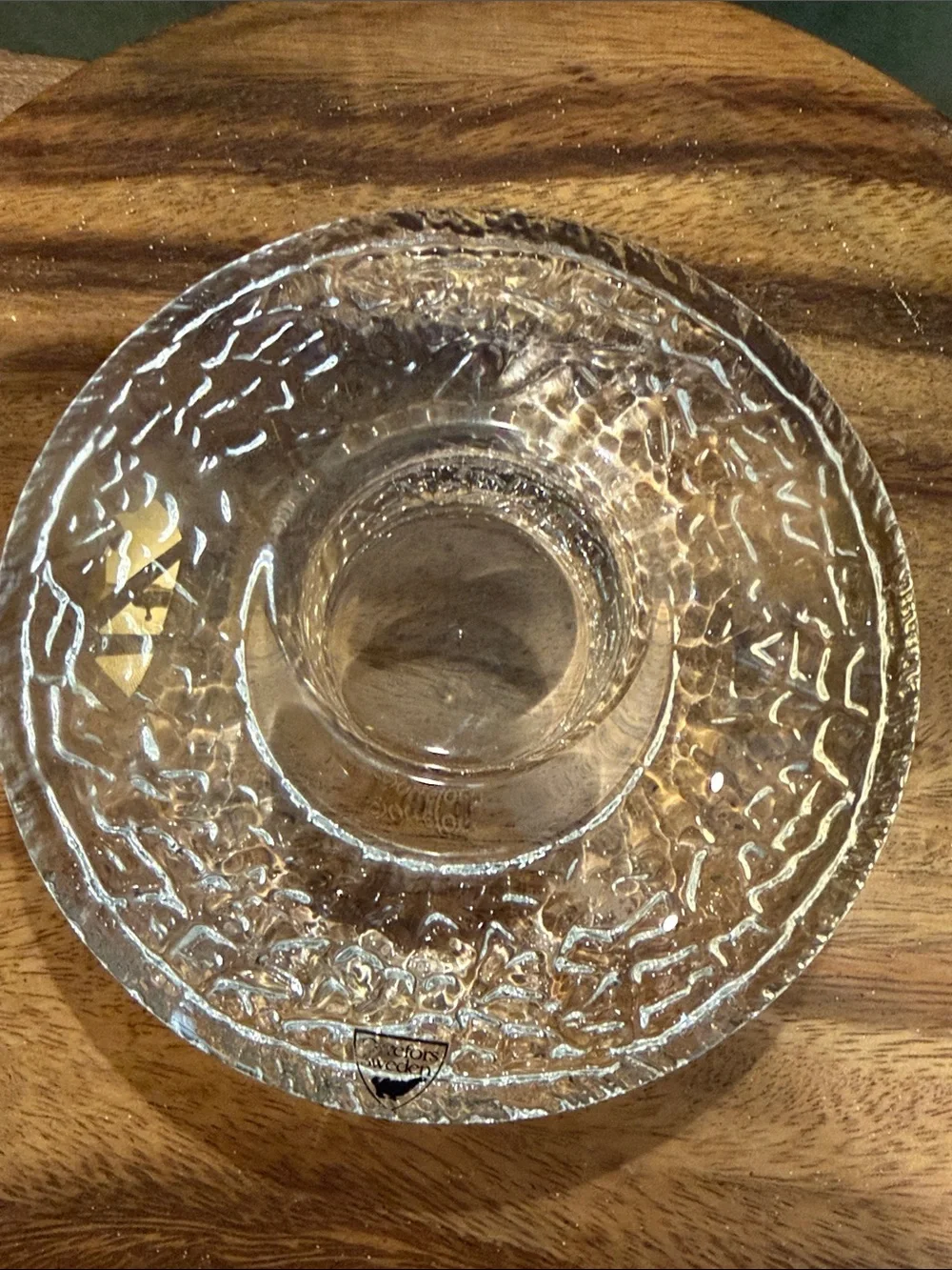Orrefors Kostaboda Clear Textured Glass Candle Holder